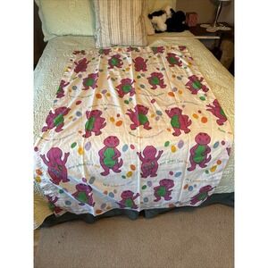 VTG 1992 Barney The  Dinosaur Curtain Panel Lyons Group 36"x 63" Bright Color